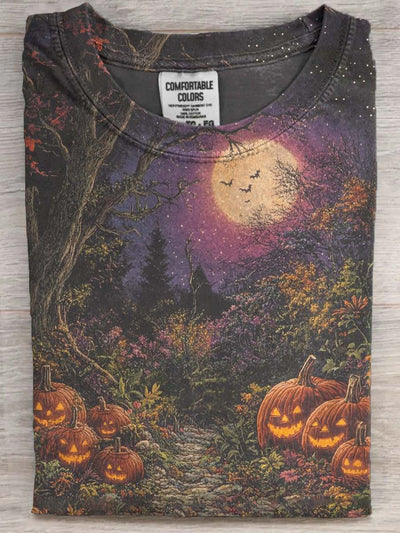 Halloween Midnight Print Casual Short Sleeve T-Shirt