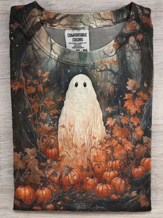 Halloween Ghost Print Casual Short Sleeve T-Shirt