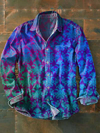 Vintage Dazzle Floral Print Casual Long Sleeve Shirt