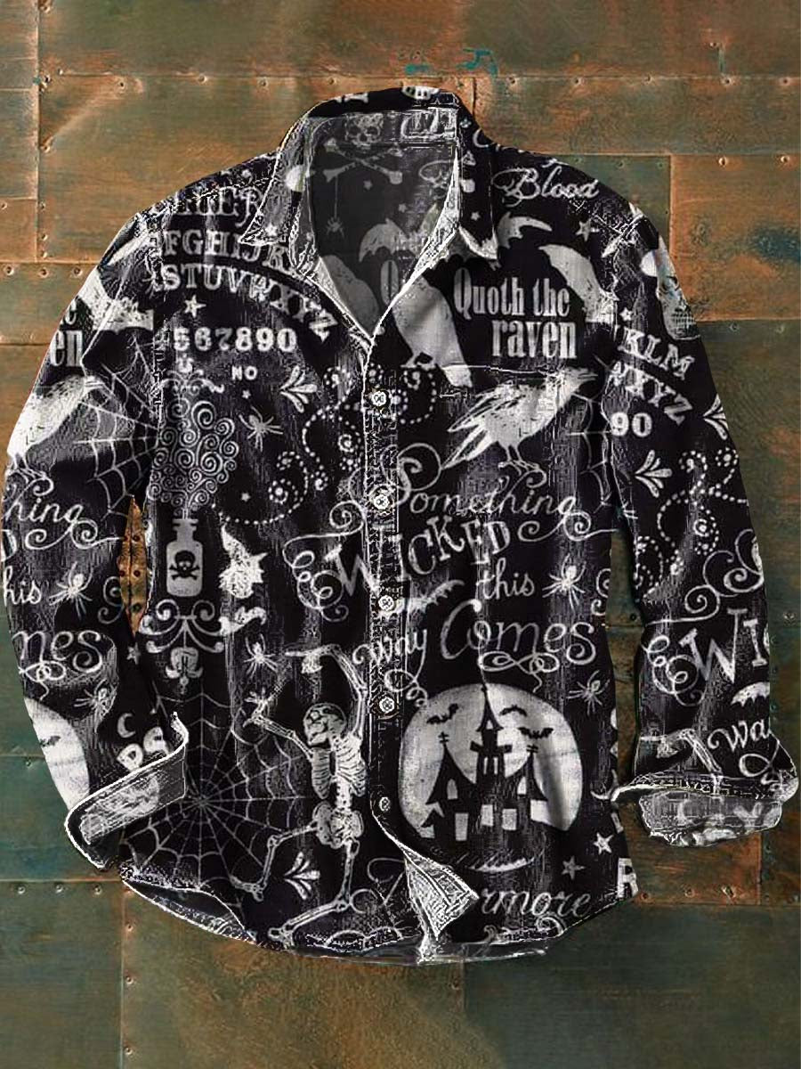 Halloween Dark Print Casual Long Sleeve Shirt