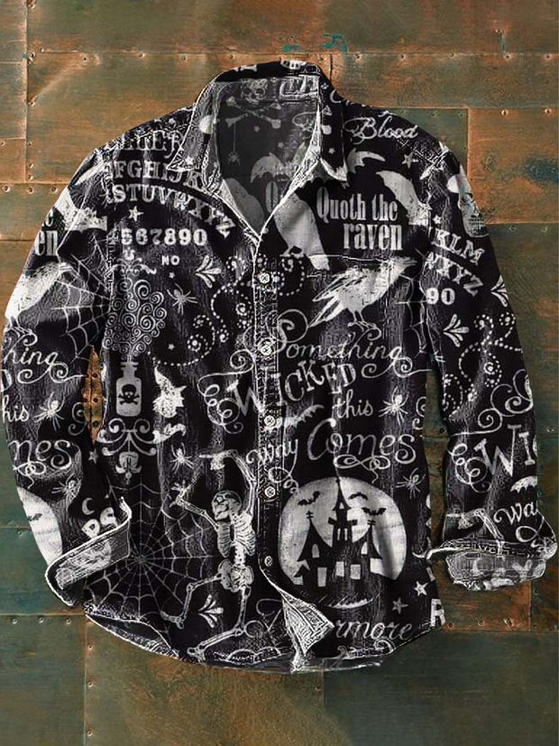 Halloween Dark Print Casual Long Sleeve Shirt