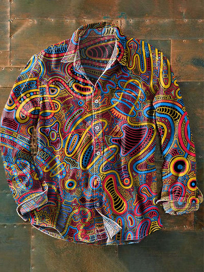 Colorful Art Abstract Print Casual Long Sleeve Shirt