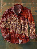 Vintage Floral Print Casual Long Sleeve Shirt