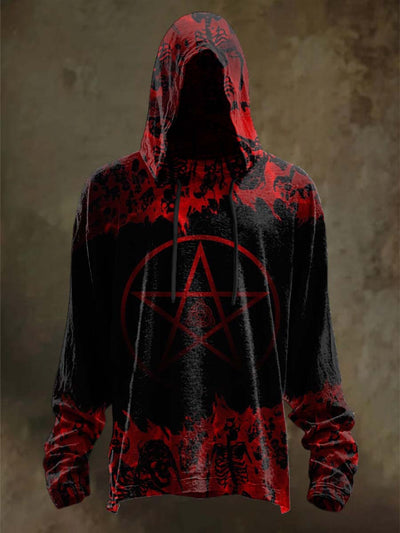 Halloween Skull Print Casual Long Sleeve Hooded Sweatshirt