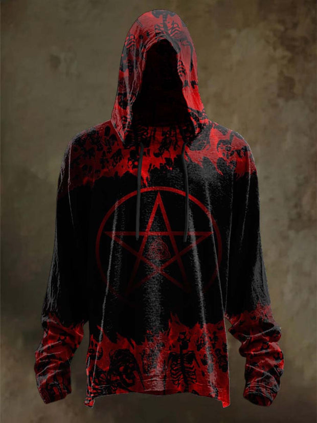 Halloween Skull Print Casual Long Sleeve Hooded Sweatshirt