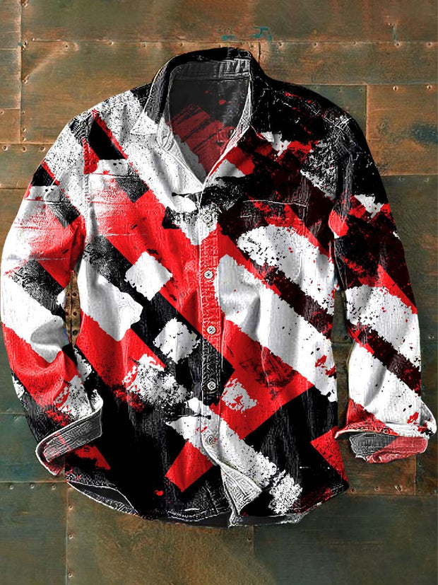 Rendering Color Clash Art Print Casual Long Sleeve Shirt