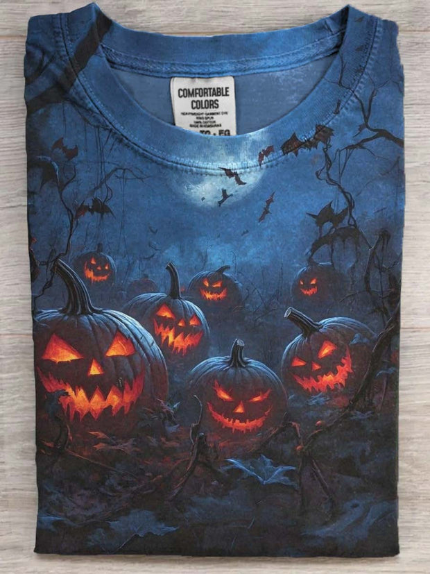 Halloween Evil Pumpkin Print Casual Short Sleeve T-Shirt