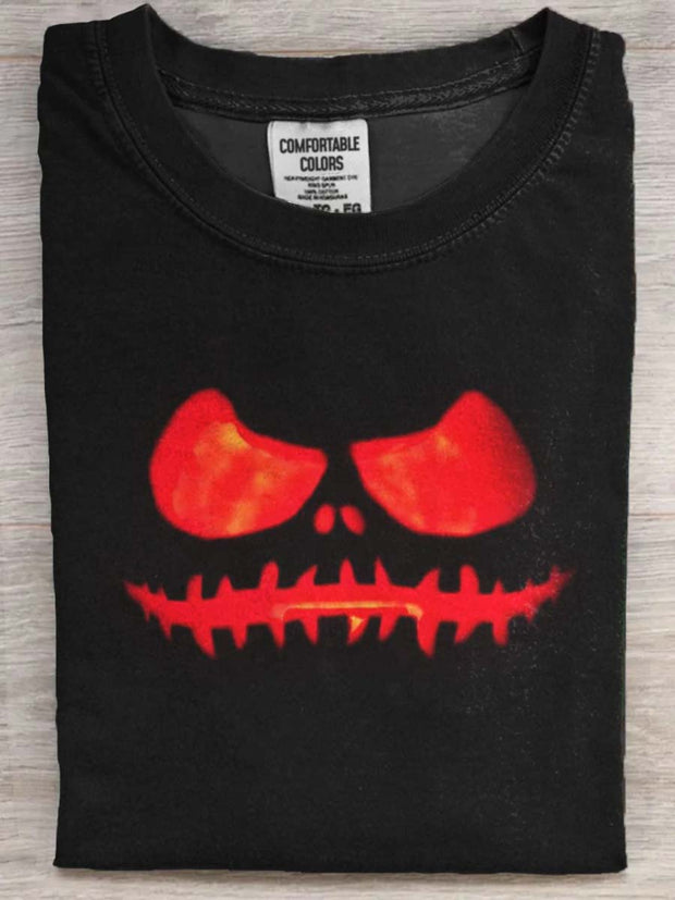 Halloween Evil Smiley Face Print Casual Short Sleeve T-Shirt