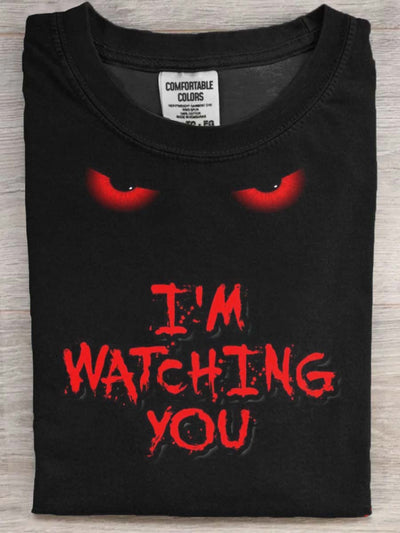 Halloween Red Eye Print Casual Short Sleeve T-Shirt