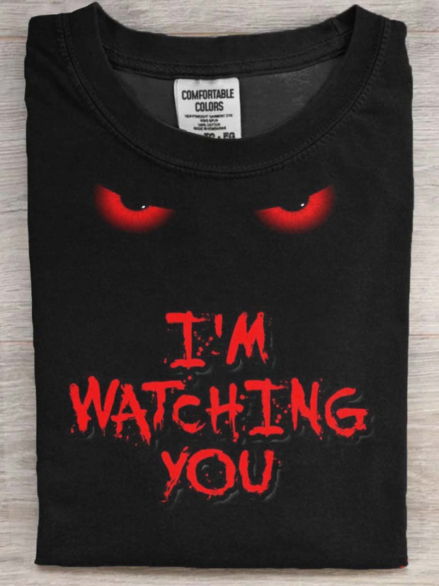 Halloween Red Eye Print Casual Short Sleeve T-Shirt