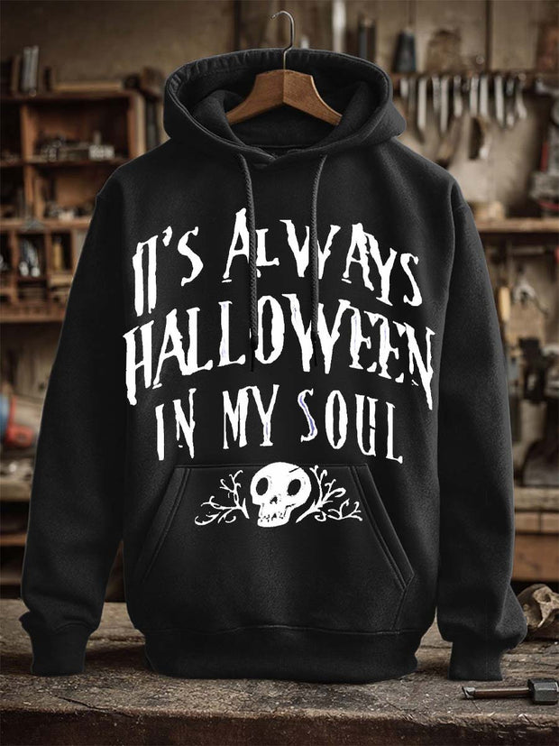 It's Always Halloween in My Soul Print Casual Hooded Sweatshirt