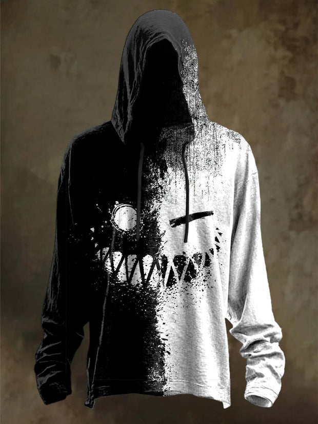 Halloween Evil Smiley Print Casual Hooded Sweatshirt
