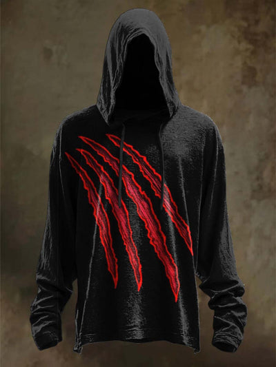 Halloween Scratch Print Casual Hooded Sweatshirt