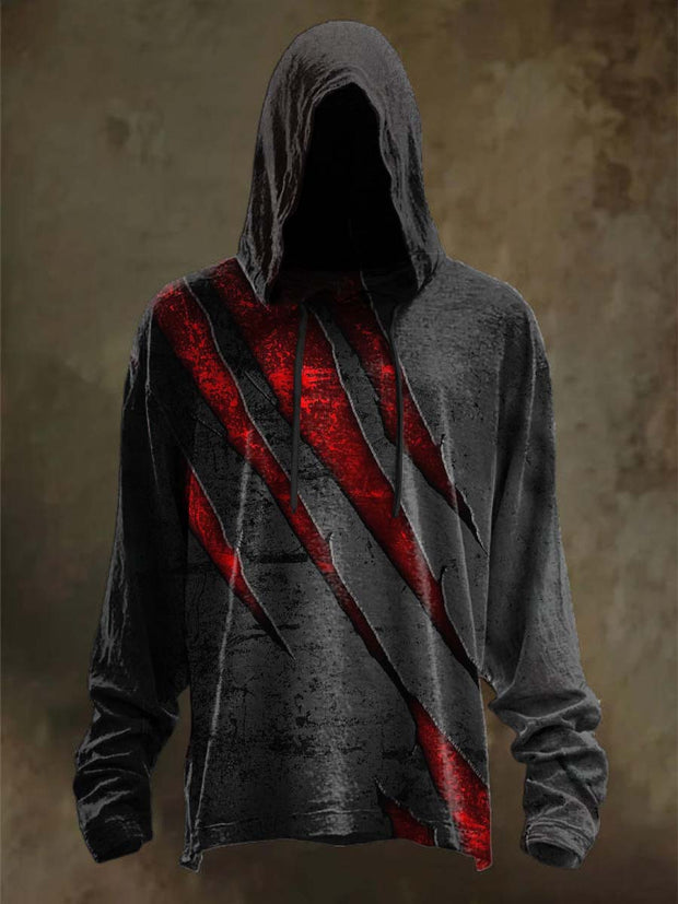 Halloween Scratch Print Casual Hooded Sweatshirt