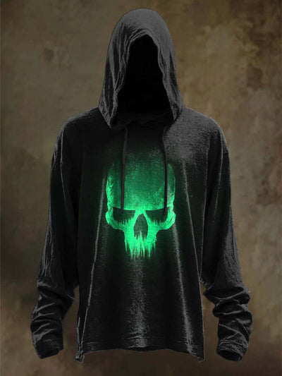Halloween Skull Print Casual Hooded Sweatshirt
