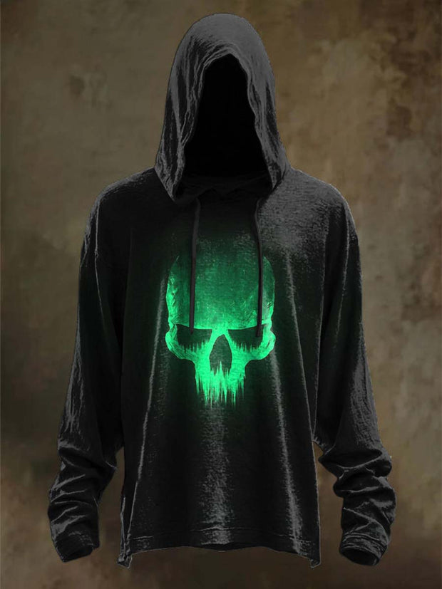 Halloween Skull Print Casual Hooded Sweatshirt