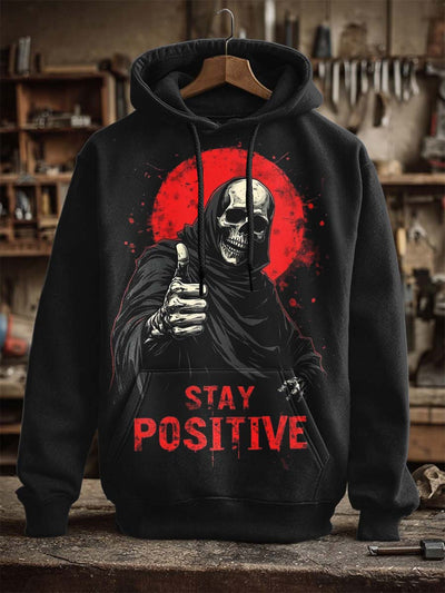 Halloween Skull Print Casual Hooded Sweatshirt