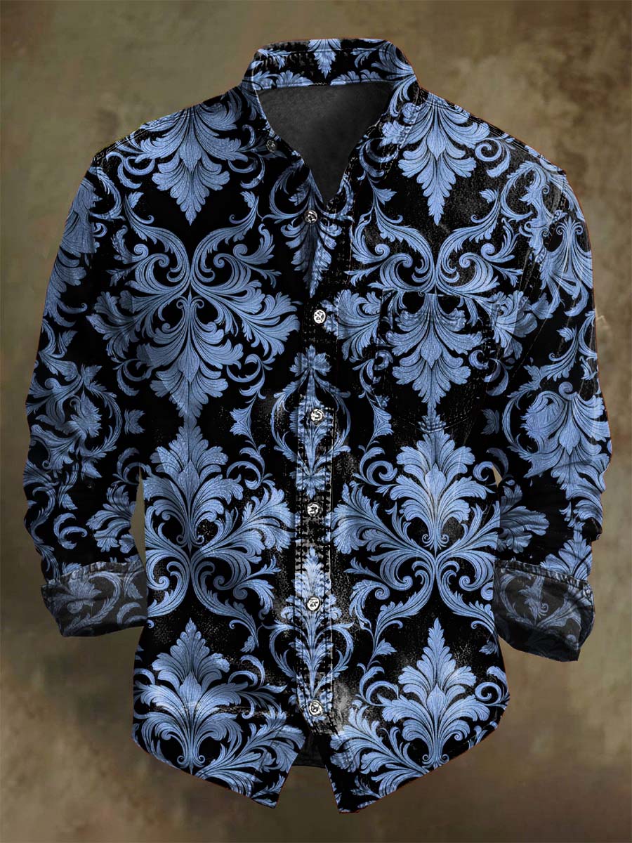 Gothic Floral Print Casual Long Sleeve Shirt