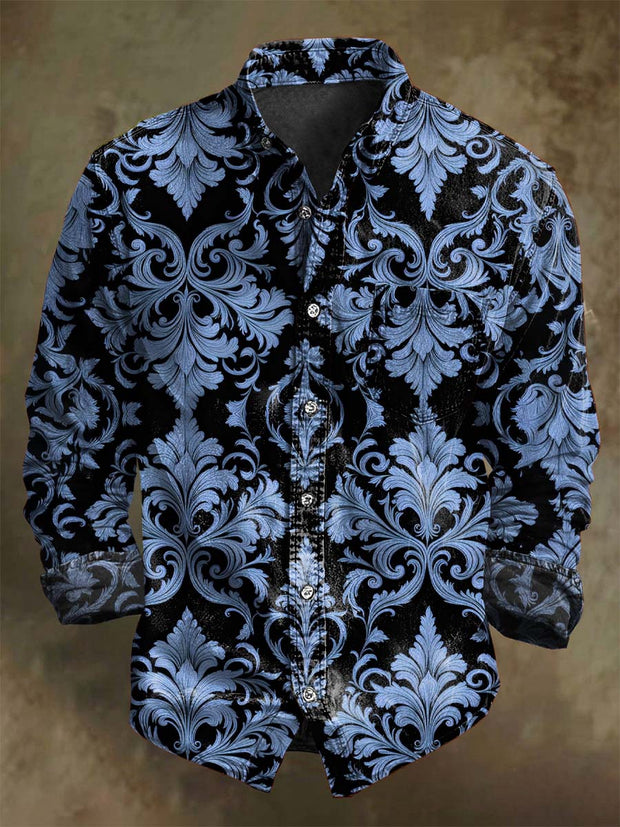 Gothic Floral Print Casual Long Sleeve Shirt