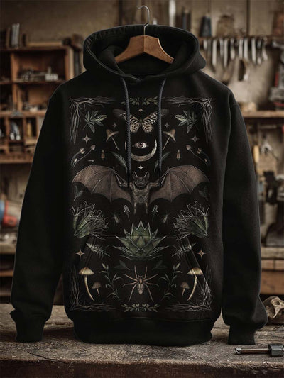 Halloween Bat Print Casual Hooded Sweatshirt