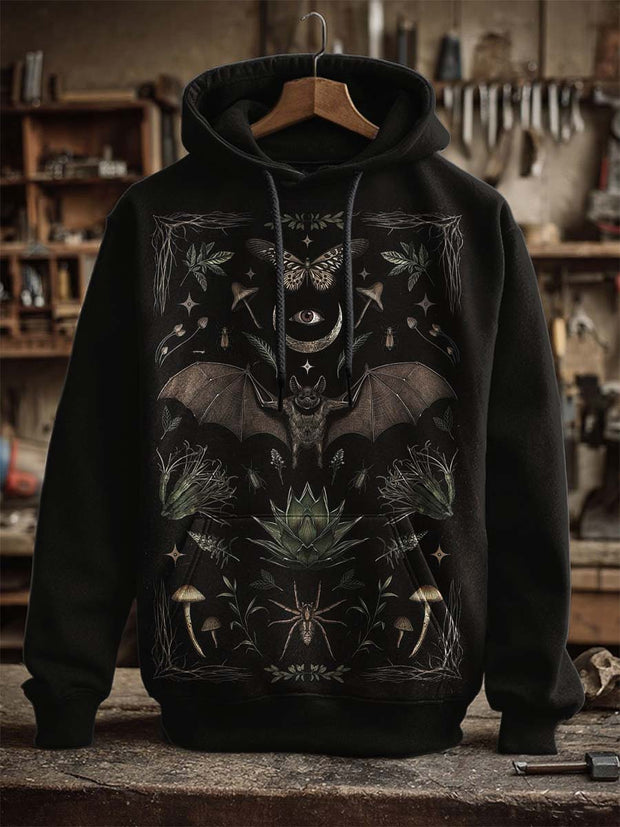 Halloween Bat Print Casual Hooded Sweatshirt