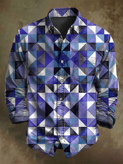 Irregular Geometric Print Casual Long Sleeve Shirt
