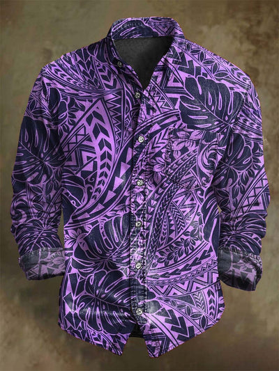 Hawaiian Floral Print Casual Long Sleeve Shirt