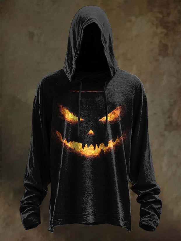 Halloween Evil Smiley Print Casual Hooded Sweatshirt