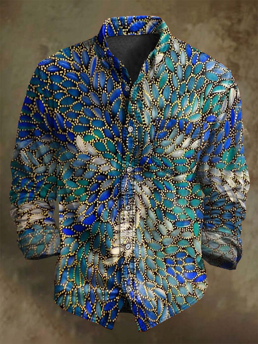 Vintage Floral Print Casual Long Sleeve Shirt