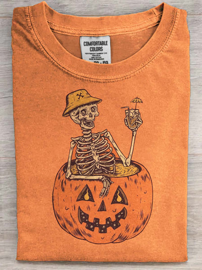 Halloween Skull Print Casual Short Sleeve T-Shirt