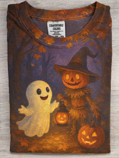 Halloween Ghost Scarecrow Print Casual Short Sleeve T-Shirt