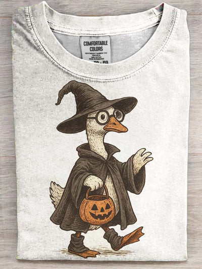 Halloween Duck Print Casual Short Sleeve T-Shirt