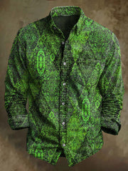 Vintage Irregular Floral Print Casual Long Sleeve Shirt
