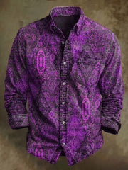 Vintage Irregular Floral Print Casual Long Sleeve Shirt