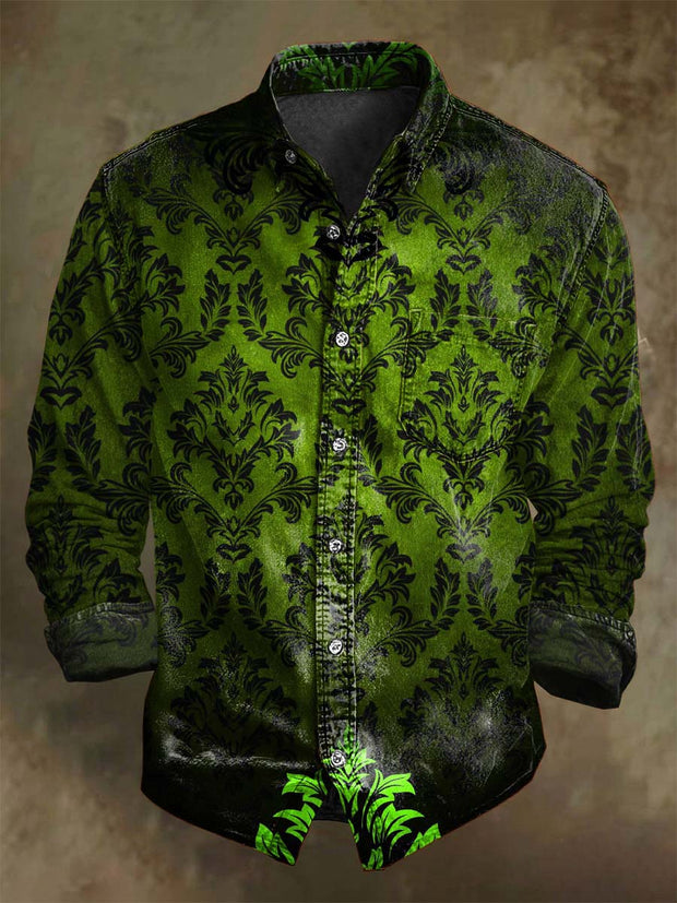 Gothic Gradient Floral Print Casual Long Sleeve Shirt