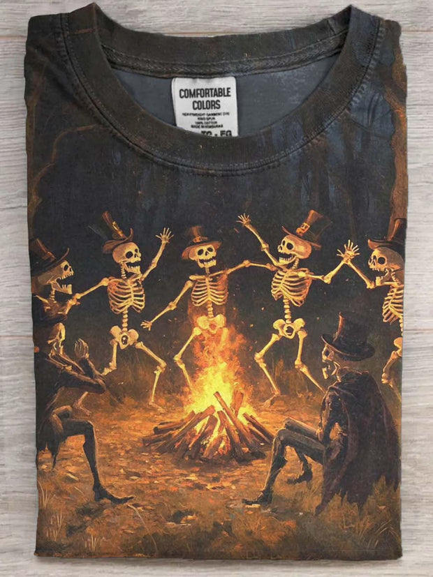 Halloween Skull Carnival Print Casual Short Sleeve T-Shirt