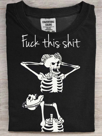Fun Halloween Skull Print Casual Short Sleeve T-Shirt