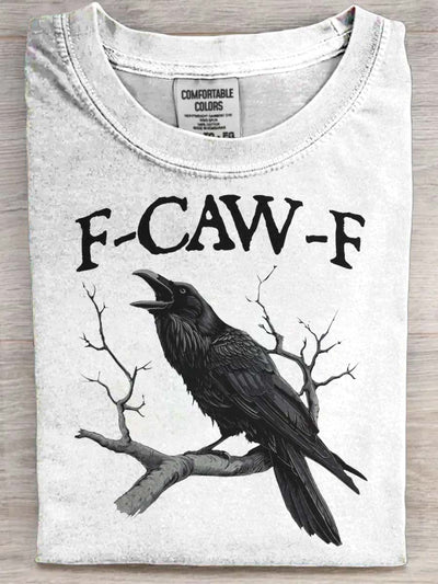 Halloween Raven Print Casual Short Sleeve T-Shirt