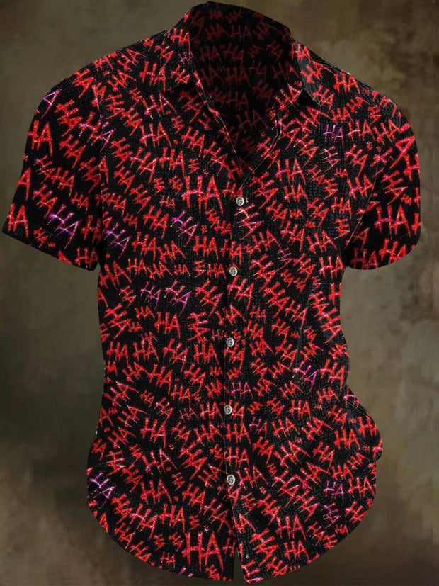 Halloween Printed Casual Short Sleeve Shirt