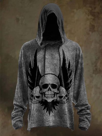 Halloween Skull Print Casual Hooded Sweatshirt