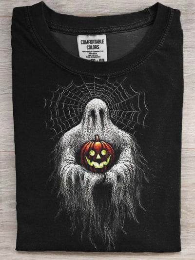 Halloween Scary Ghost Print Casual Short Sleeve T-Shirt