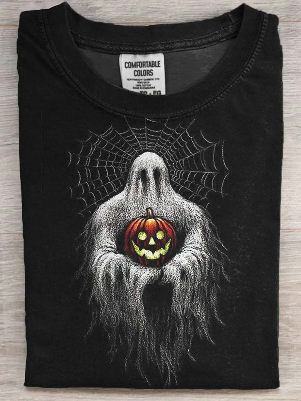 Halloween Scary Ghost Print Casual Short Sleeve T-Shirt