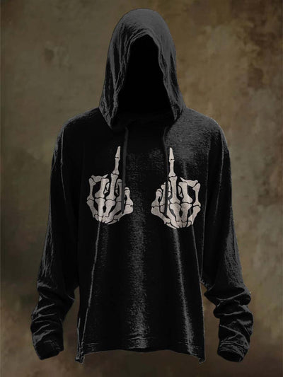 Halloween Fun Skull Print Casual Hooded Sweatshirt