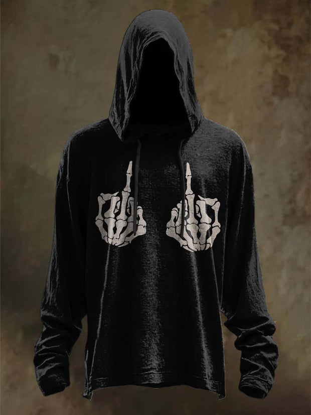 Halloween Fun Skull Print Casual Hooded Sweatshirt