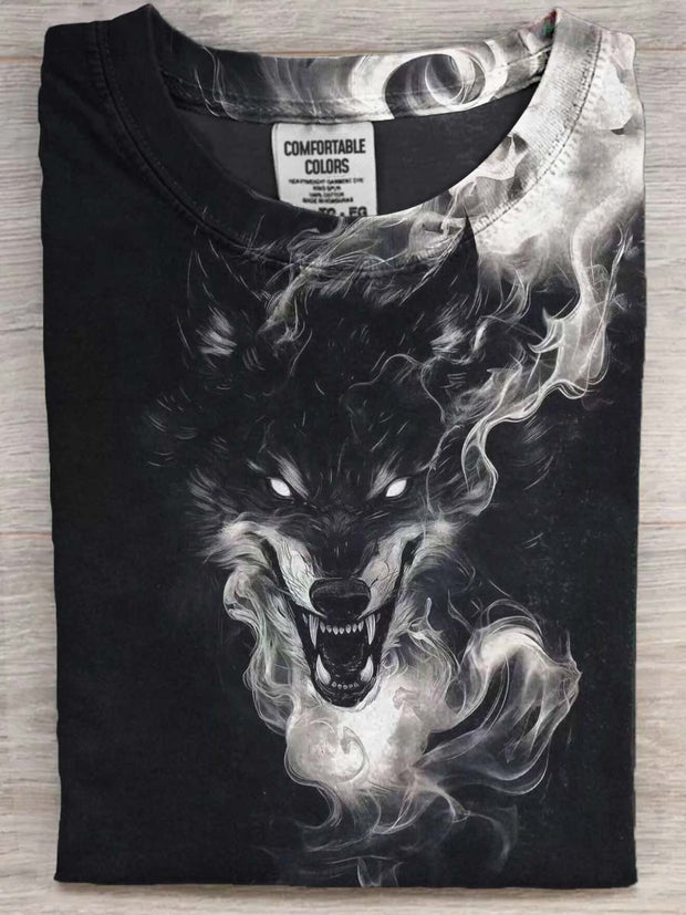 Halloween Wolf Print Casual Short Sleeve T-Shirt