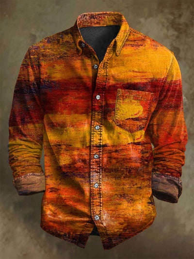 Abstract Color Clash Art Print Casual Long Sleeve Shirt