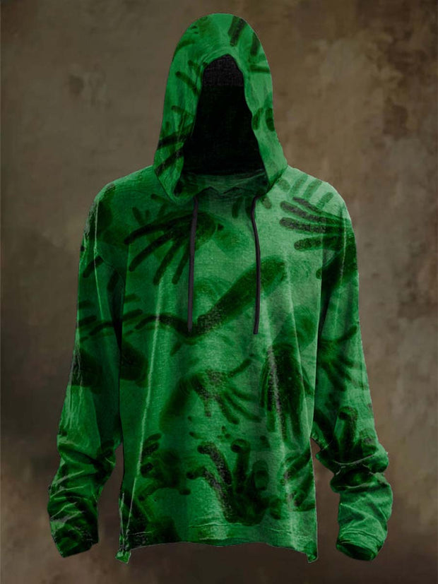 Halloween Scary Hands Print Casual Hooded Sweatshirt