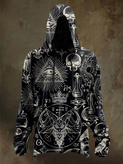 Halloween Dark Art Print Casual Hooded Sweatshirt