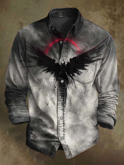 Abstract Dark Fantasy Print Casual Long Sleeve Shirt