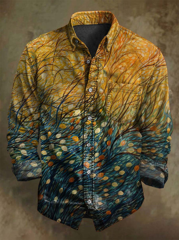 Abstract Gradient Art Print Casual Long Sleeve Shirt